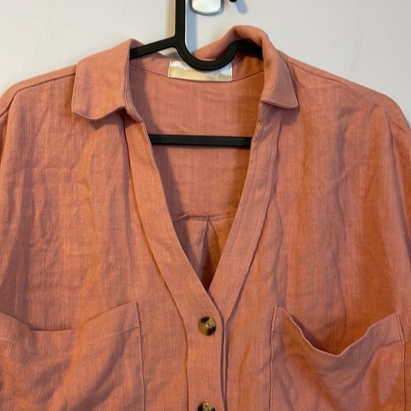 North End Linen Rayon Blend Oversized Boxy Crop Top size S - Picture 2 of 13